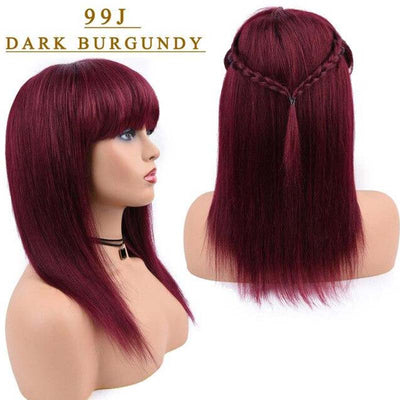 perruque cheveux naturels lisse dark burgundy