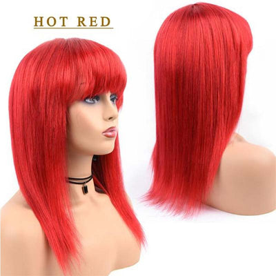 perruque cheveux naturels lisse rouge claire