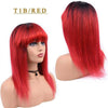 perruque cheveux naturels lisse rouge